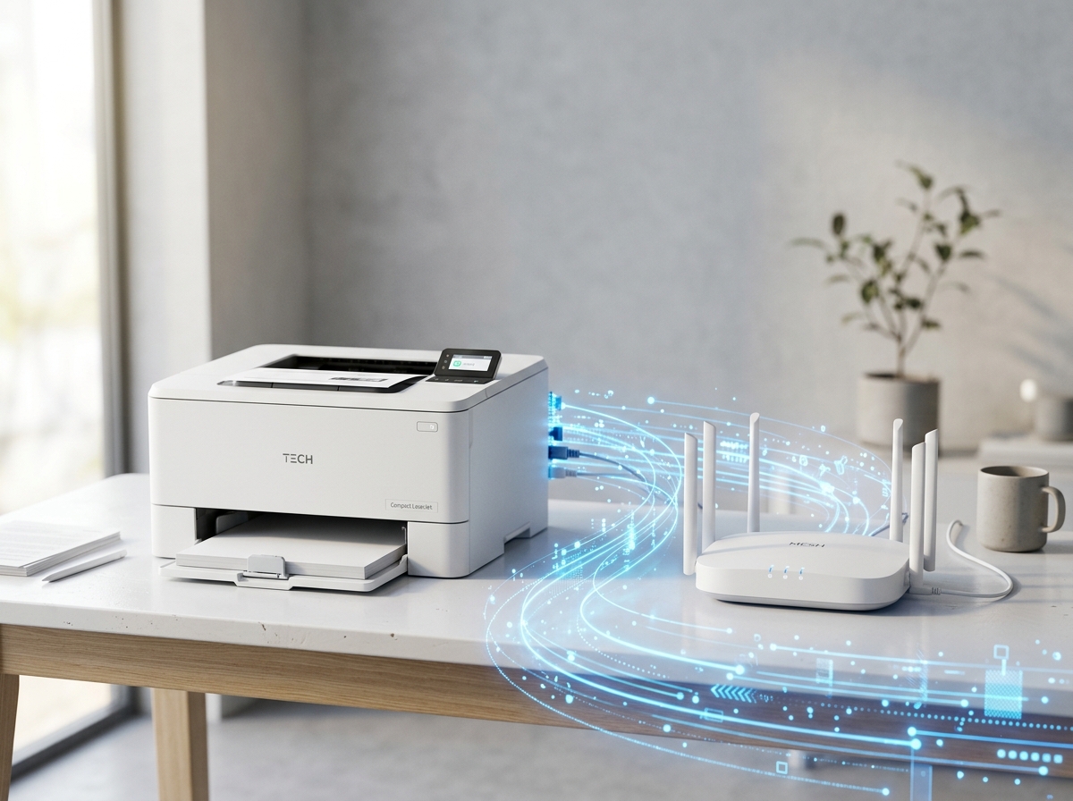 Device connections, printer and router drivers concept